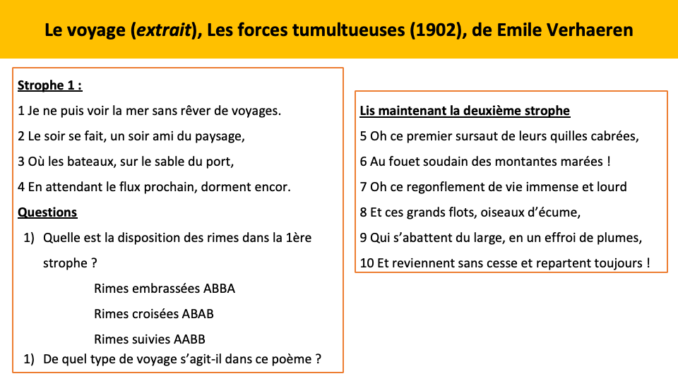 Le voyage de Emile Verhaeren | Mon Français